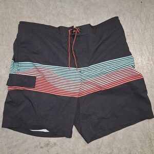 George Black and Pink Striped Swim Shorts Size Extra Large